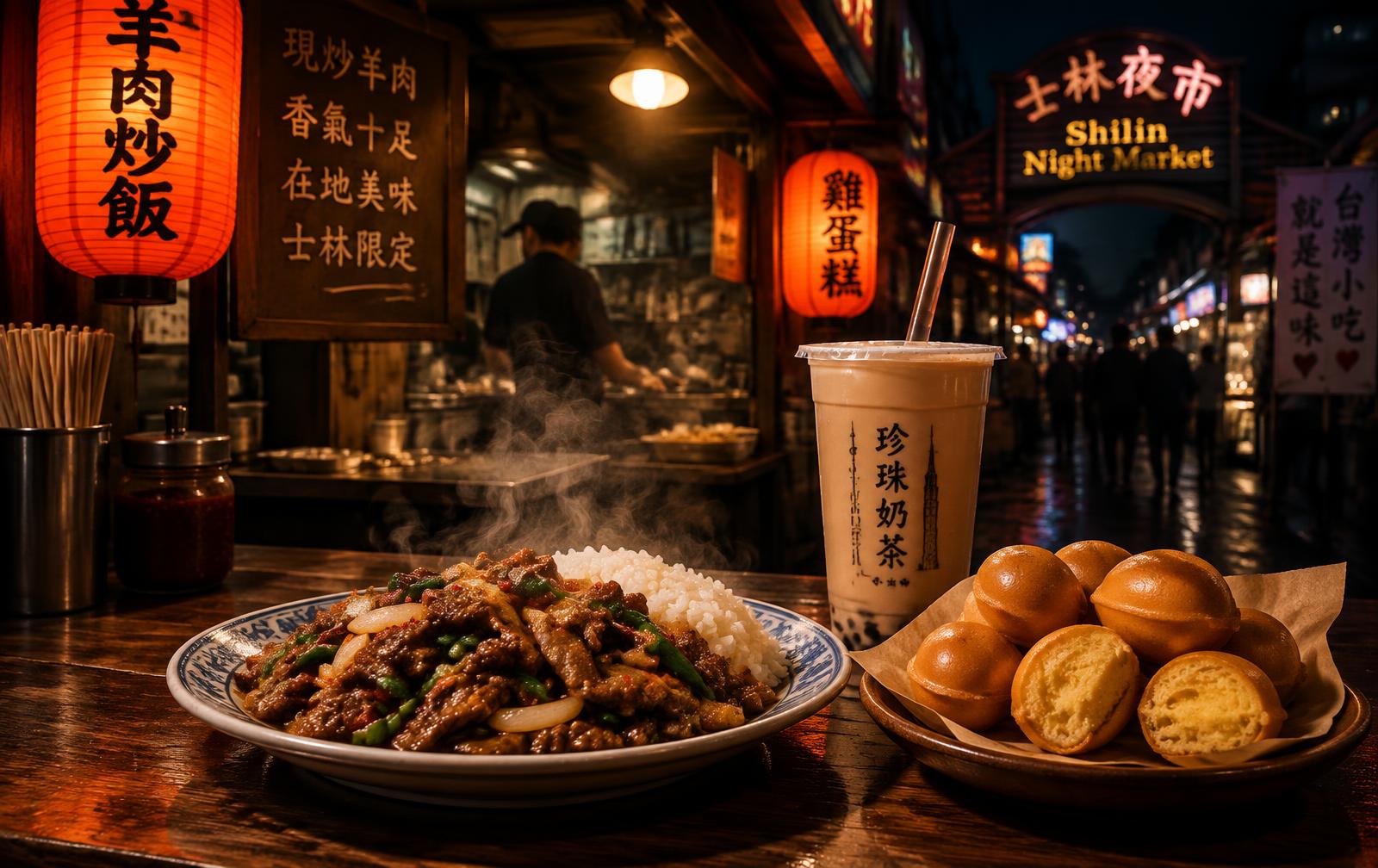 炒羊肉、雞蛋糕與奶茶